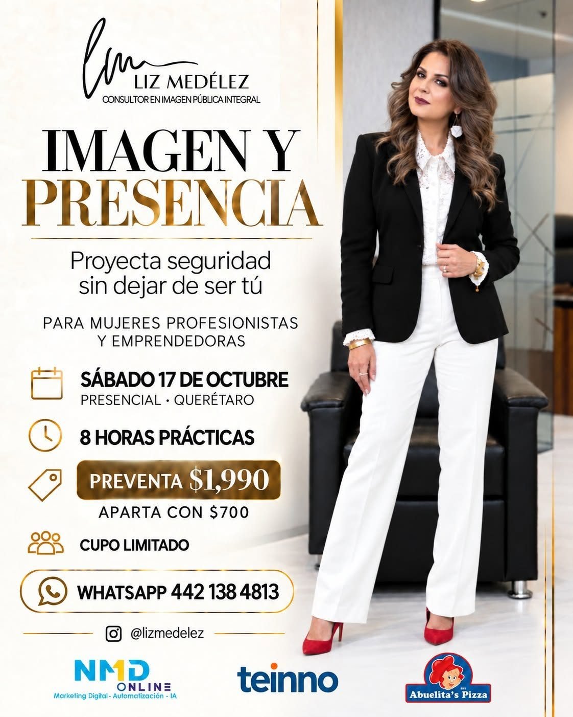 Cartel del curso Imagen y Presencia con Liz Medélez